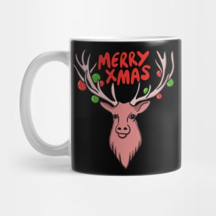 Merry Xmas - Abstract Minimal Christmas Deer (Reindeer) Mug